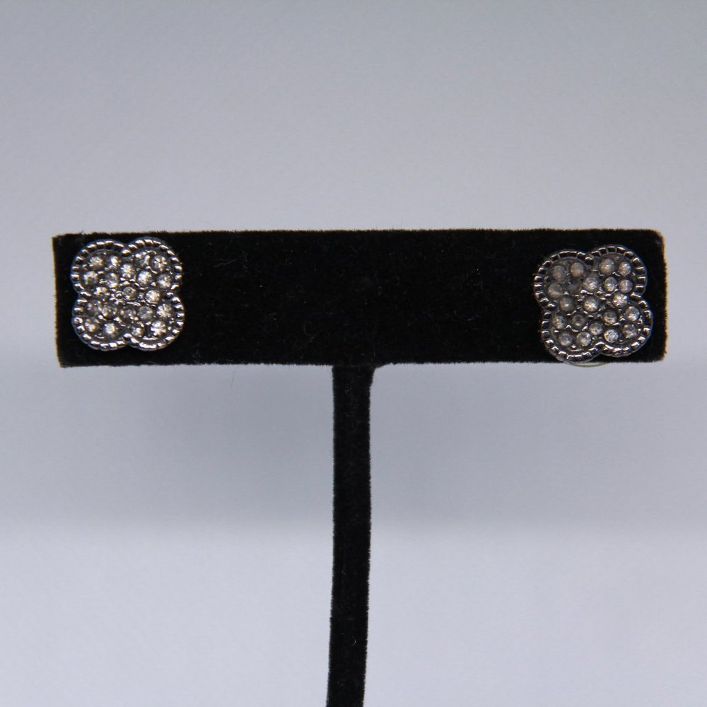 Gun Metal & Rhinestone Studs
